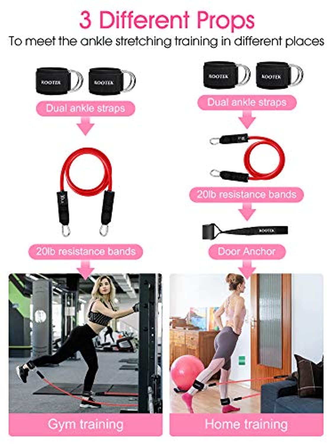 Kootek Resistance Bands for Women 260lb Legs and Butt with 3